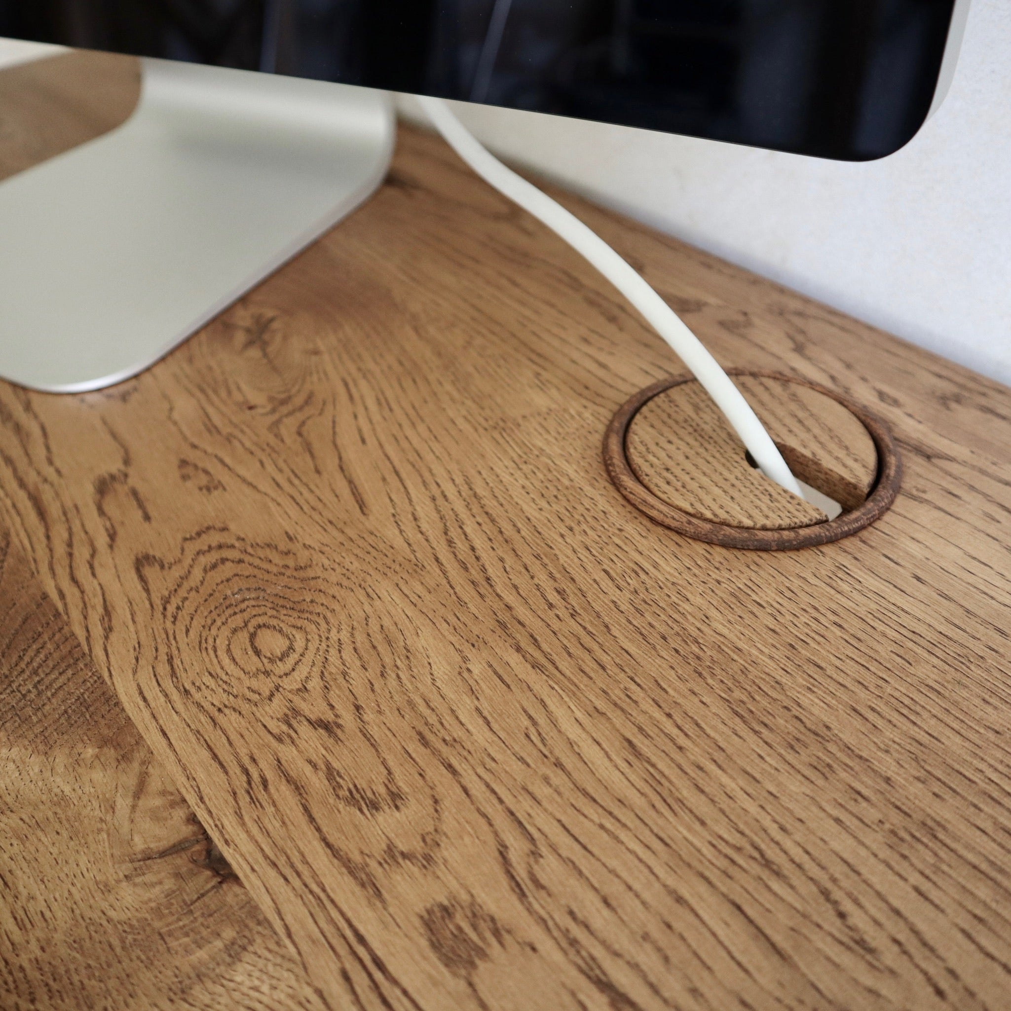 Oak Rustic Desk cable tidy