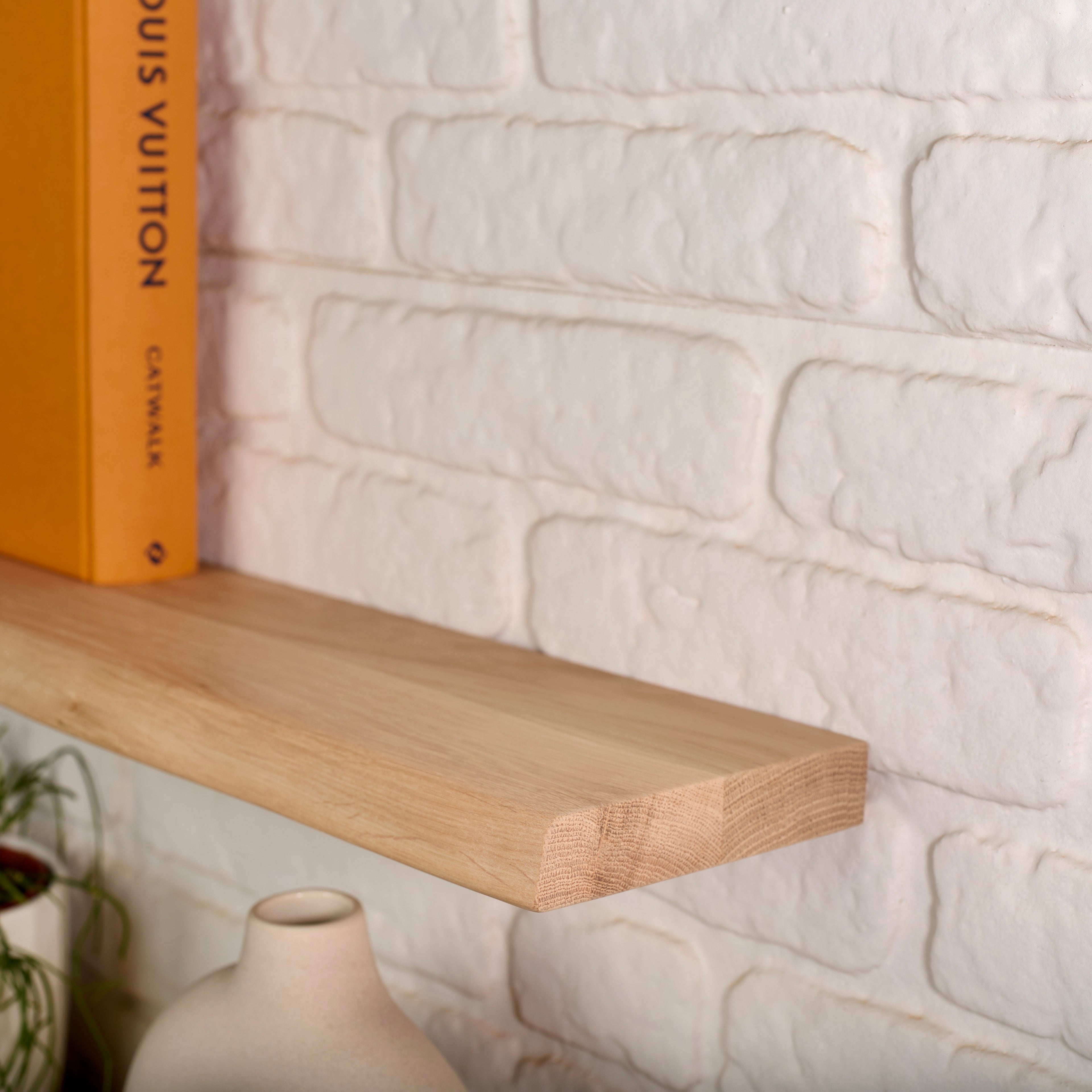 Oak Floating Shelves - orange book- oak guys