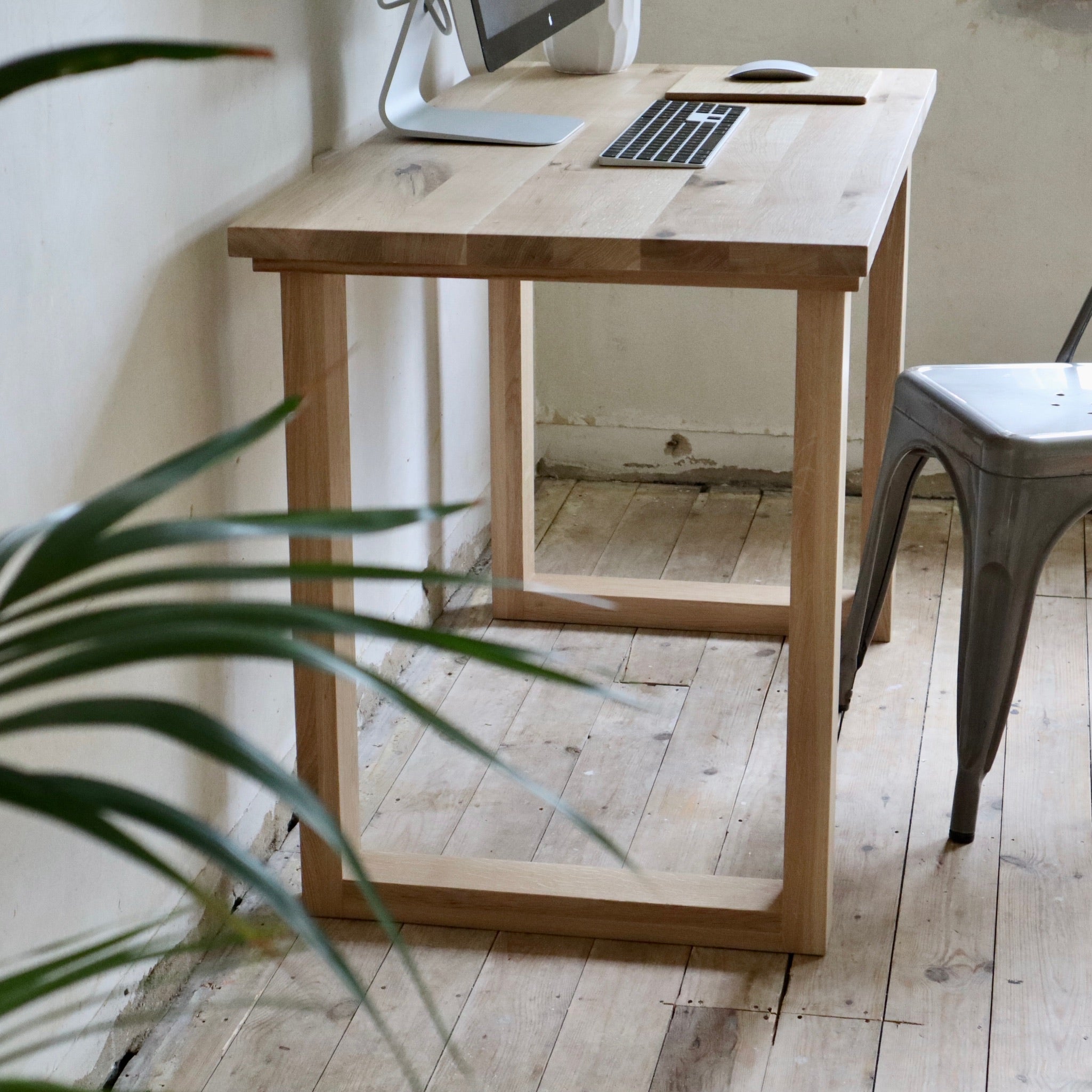 Oak Natural Desk square legs end