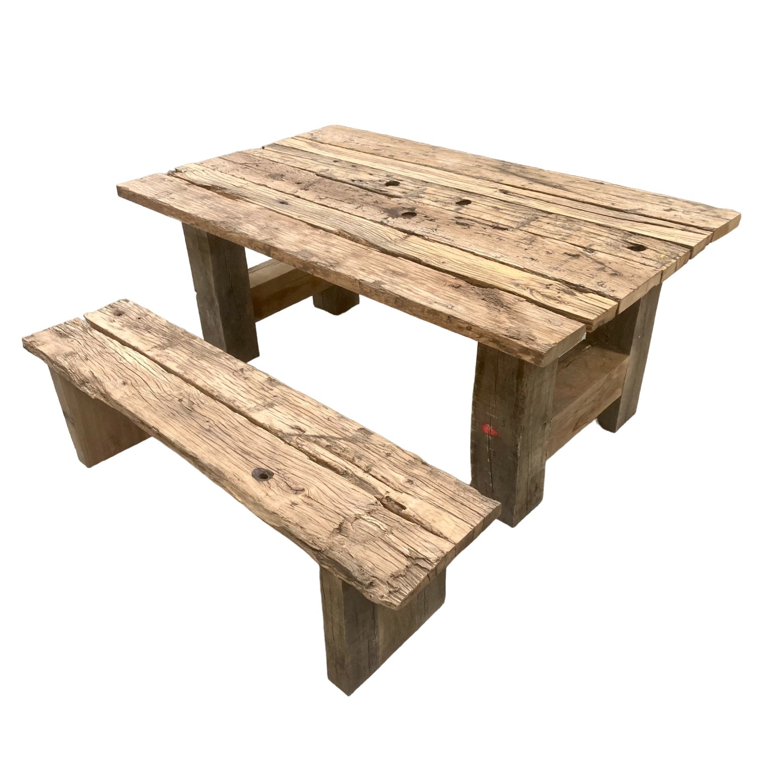 Reclaimed Oak Railway Table & Bench