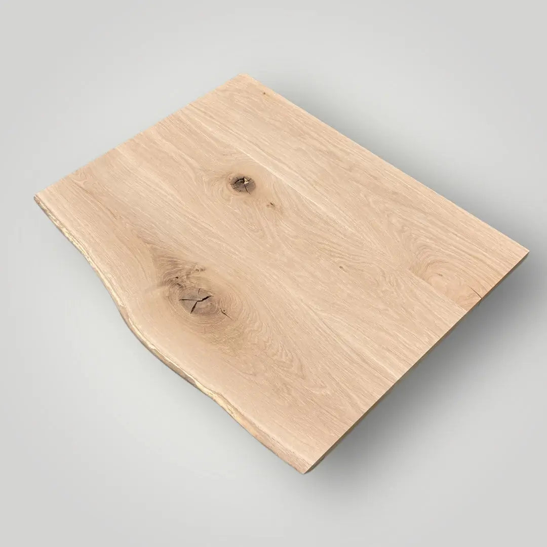 Wooden english oak board on a gray background
