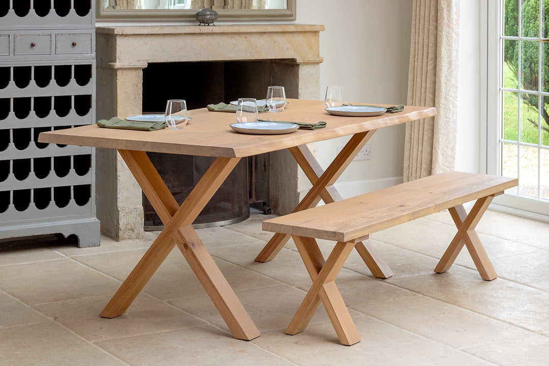 Natural Oak Cross Leg Dining Table