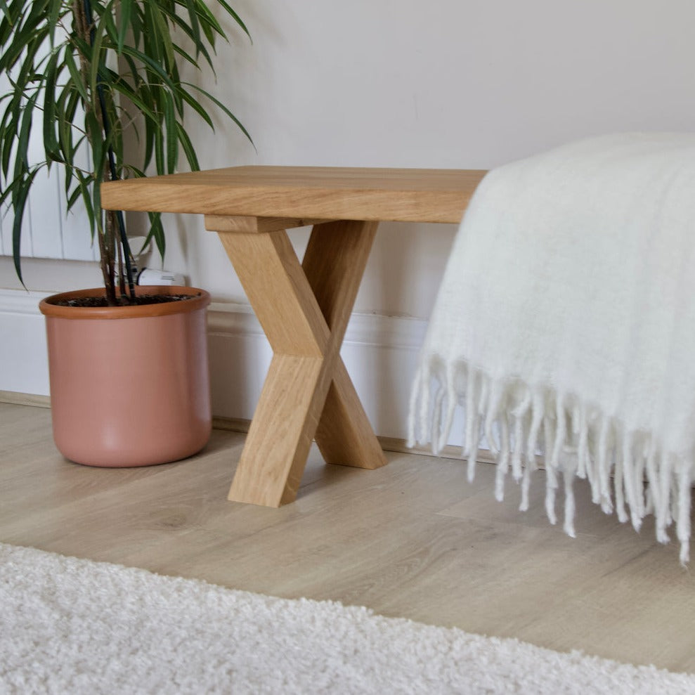 White deals oak bench