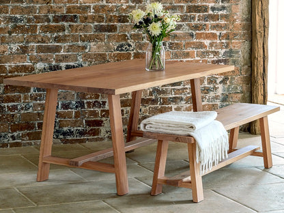 Natural Oak Trestle Base Dining Table