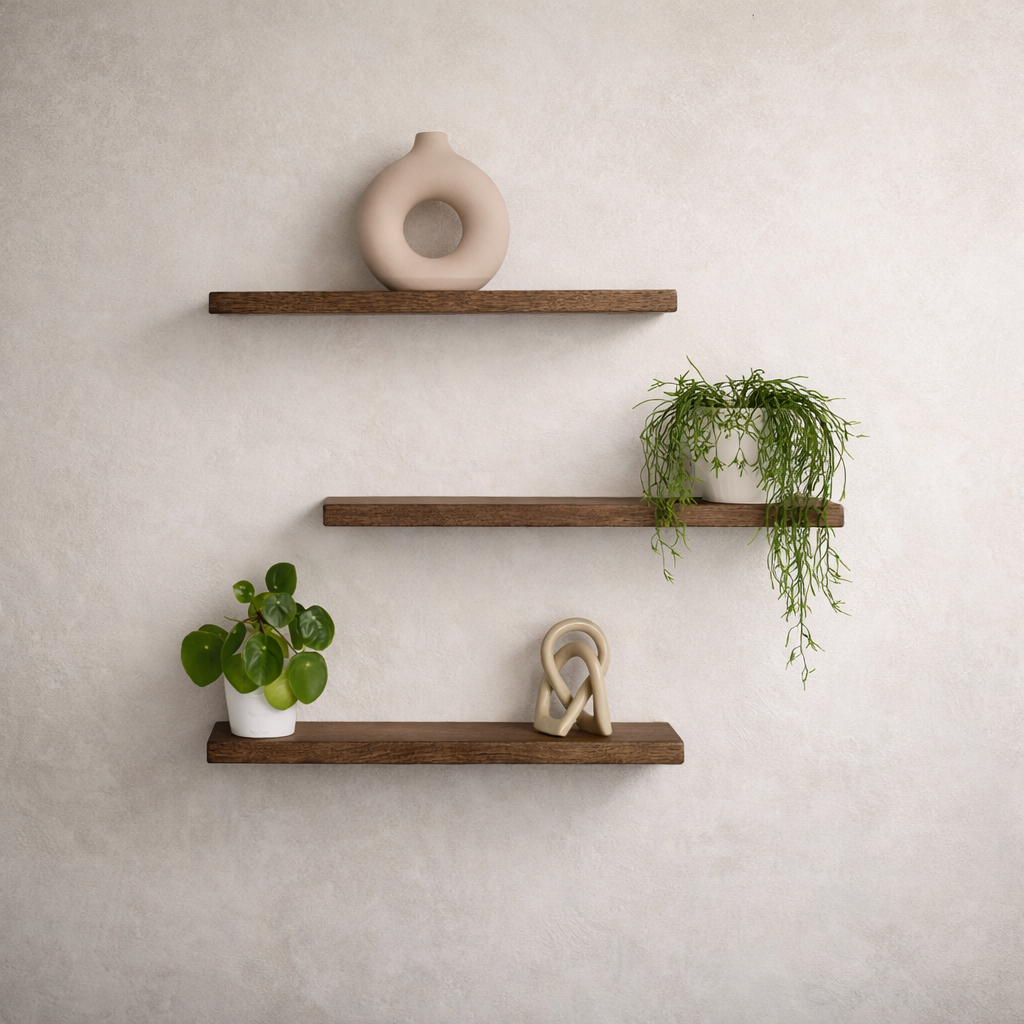 solid oak floating shelf 30mm rustic colour