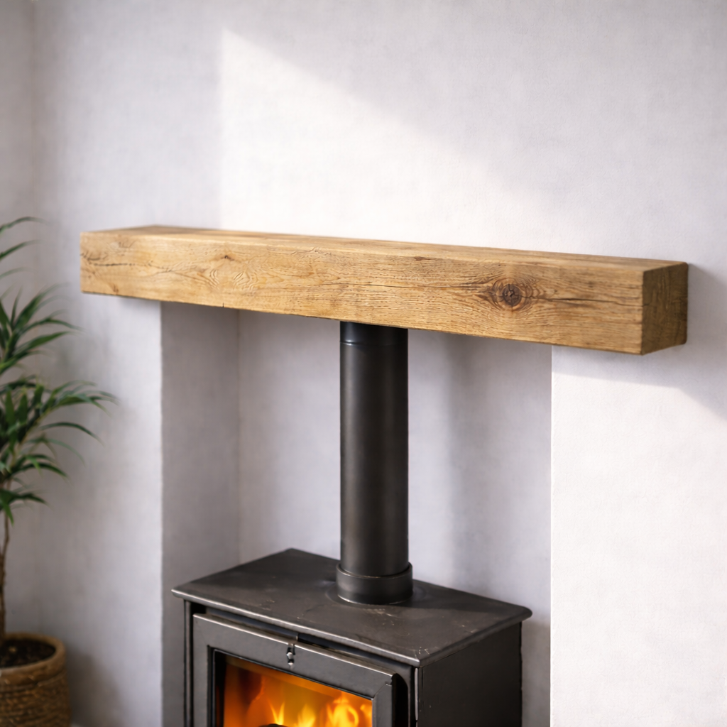 Rustic Oak Fireplace Beam