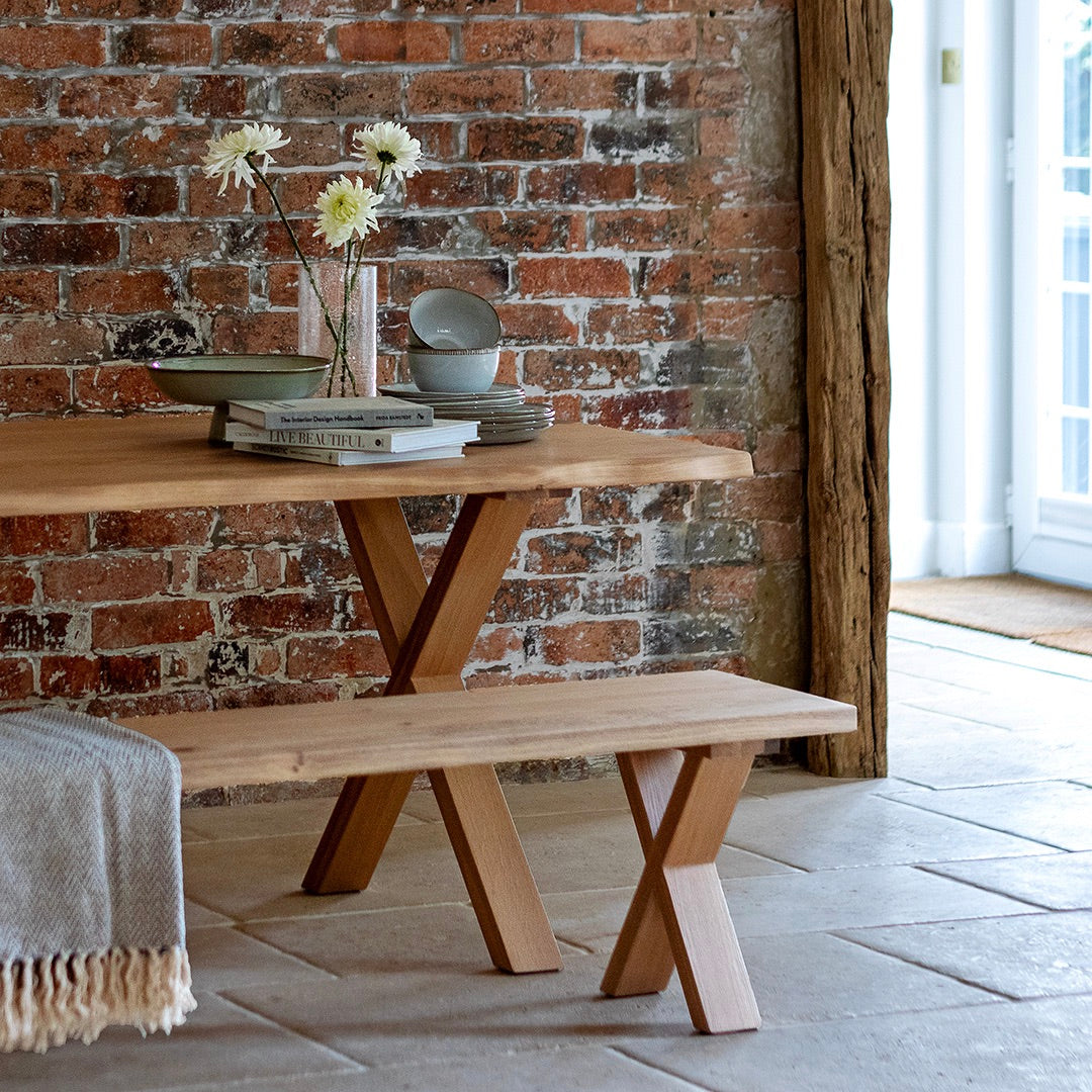 Natural Oak Cross Leg Dining Table